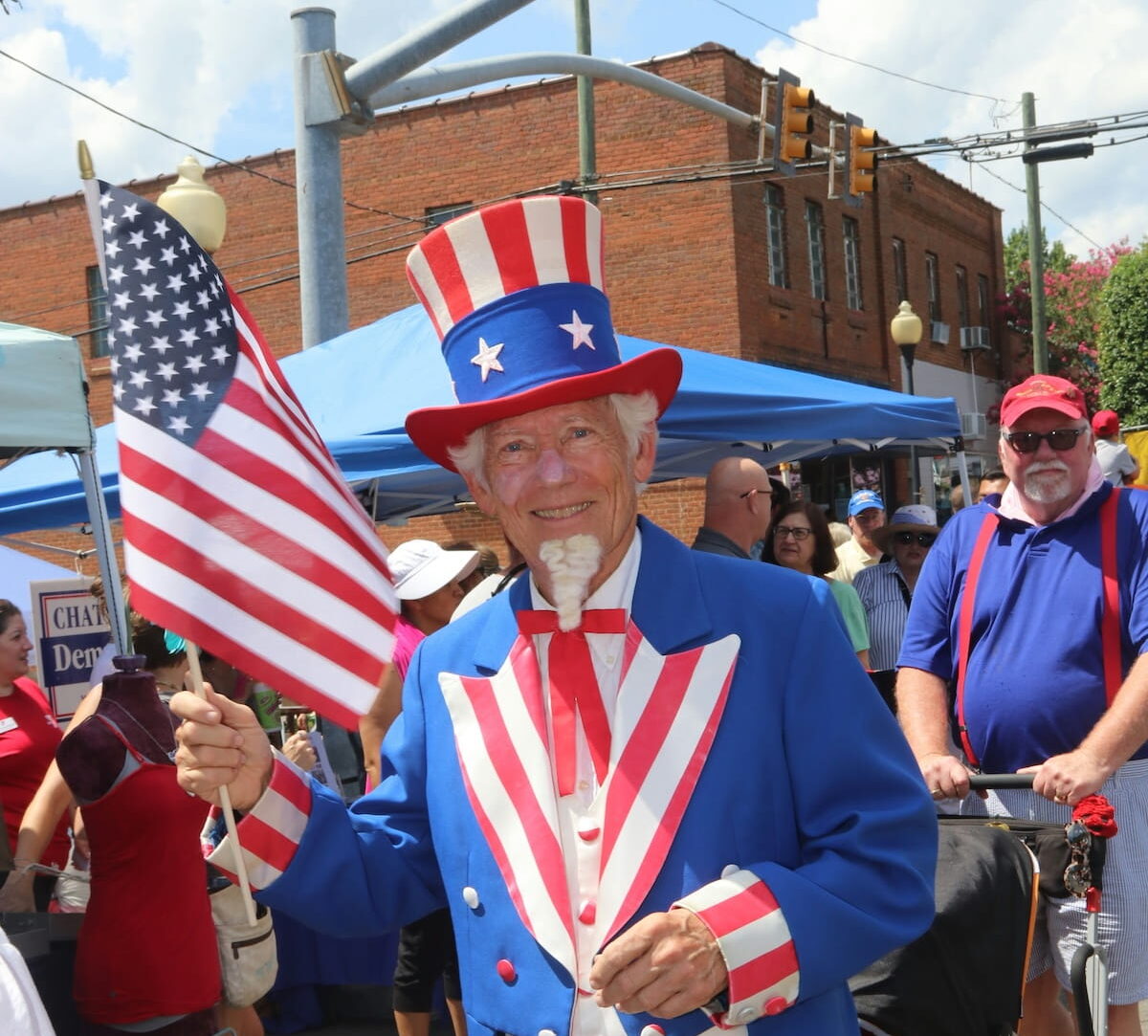 man dressed in usa suit on independence day